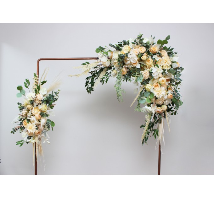  Flower arch arrangement in cream ivory champagne colors.  Arbor flowers. Floral archway. Faux flowers for wedding arch. 5049
