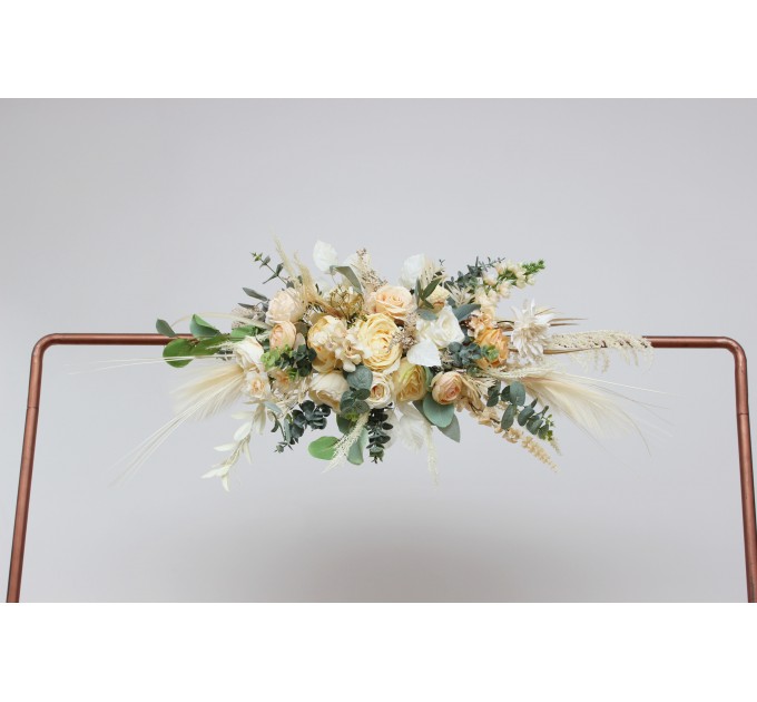  Flower arch arrangement in cream ivory champagne colors.  Arbor flowers. Floral archway. Faux flowers for wedding arch. 5049
