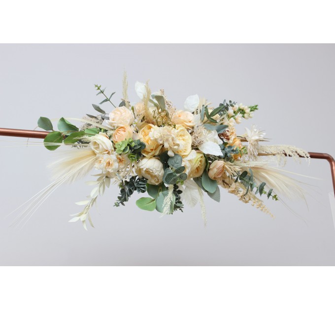  Flower arch arrangement in cream ivory champagne colors.  Arbor flowers. Floral archway. Faux flowers for wedding arch. 5049