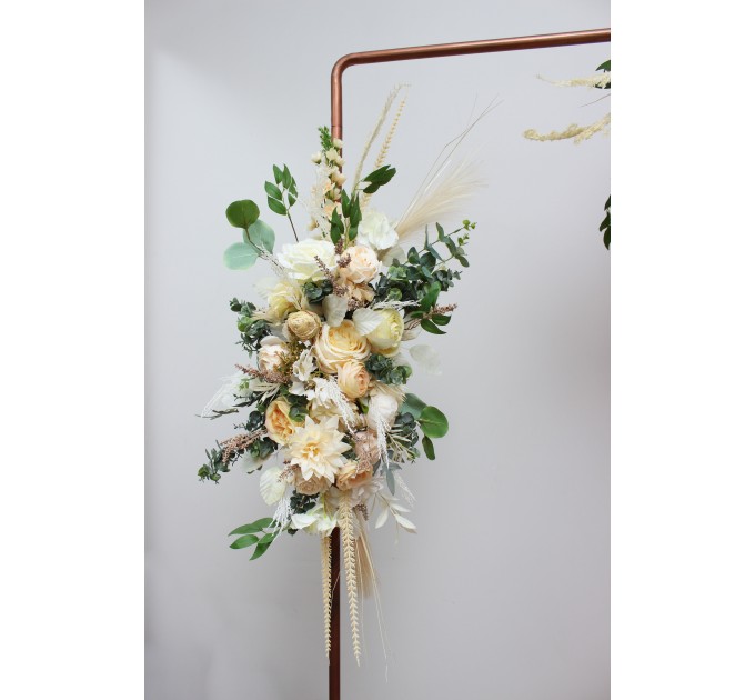  Flower arch arrangement in cream ivory champagne colors.  Arbor flowers. Floral archway. Faux flowers for wedding arch. 5049