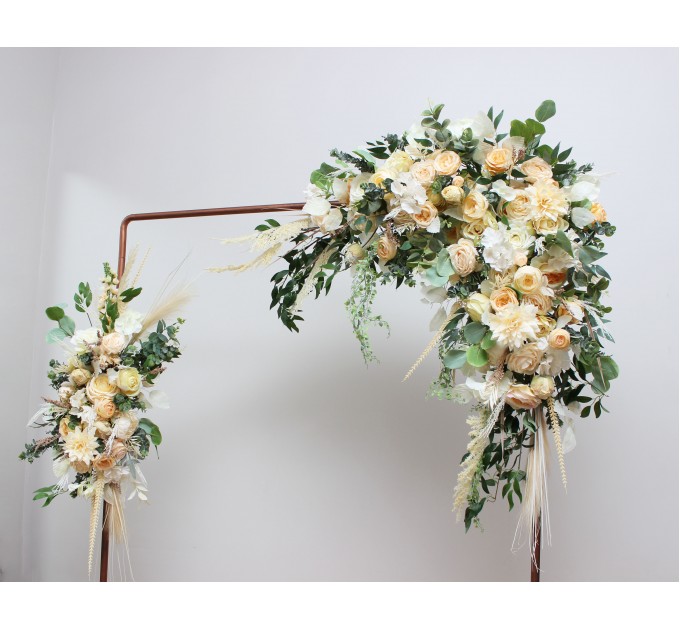  Flower arch arrangement in cream ivory champagne colors.  Arbor flowers. Floral archway. Faux flowers for wedding arch. 5049
