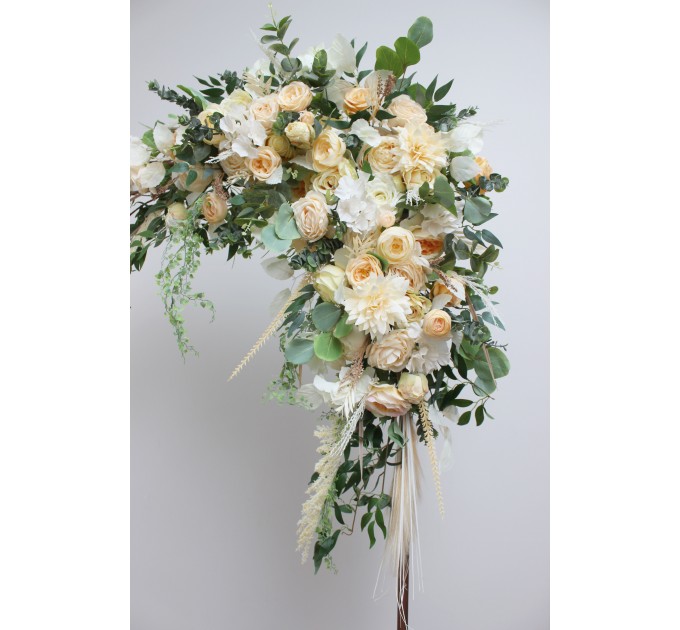  Flower arch arrangement in cream ivory champagne colors.  Arbor flowers. Floral archway. Faux flowers for wedding arch. 5049