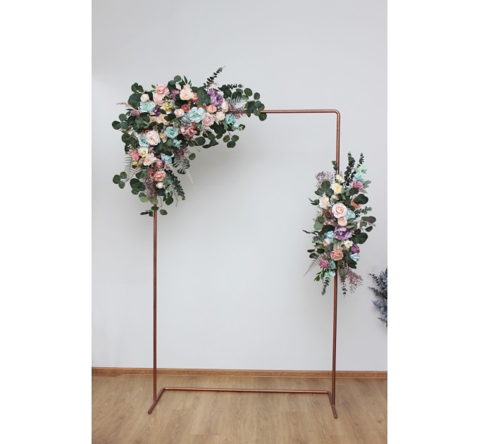  Flower arch arrangement in pink turquoise yellow colors.  Arbor flowers. Floral archway. Faux flowers for wedding arch. 5048