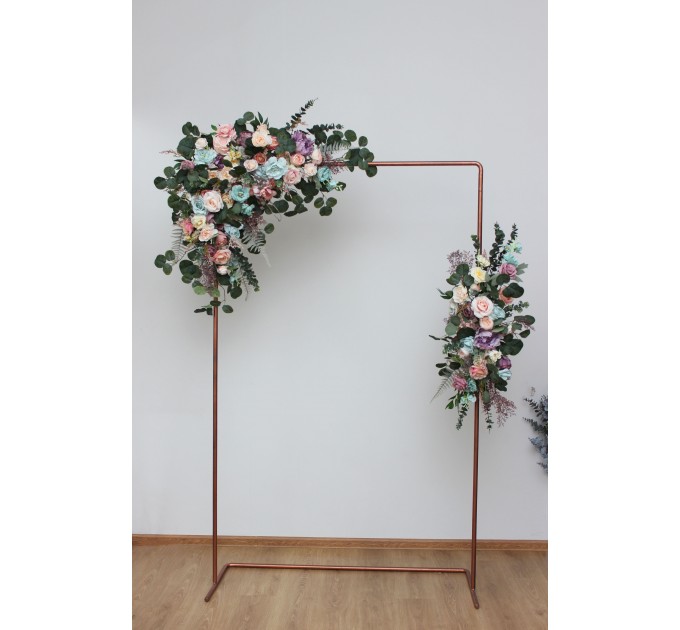  Flower arch arrangement in pink turquoise yellow colors.  Arbor flowers. Floral archway. Faux flowers for wedding arch. 5048