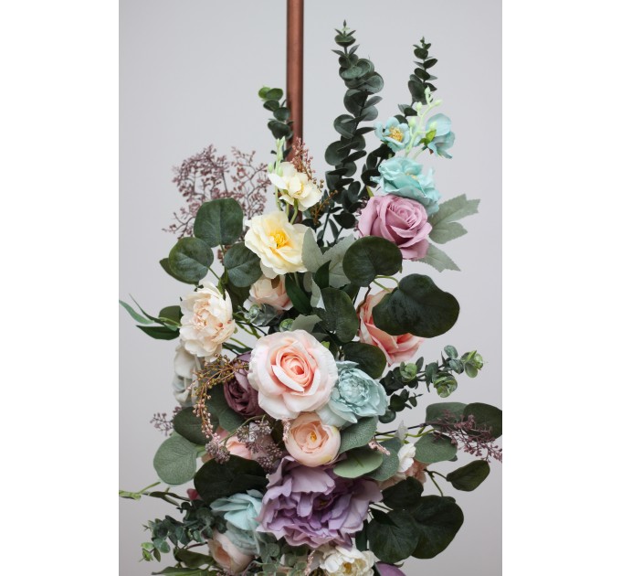  Flower arch arrangement in pink turquoise yellow colors.  Arbor flowers. Floral archway. Faux flowers for wedding arch. 5048