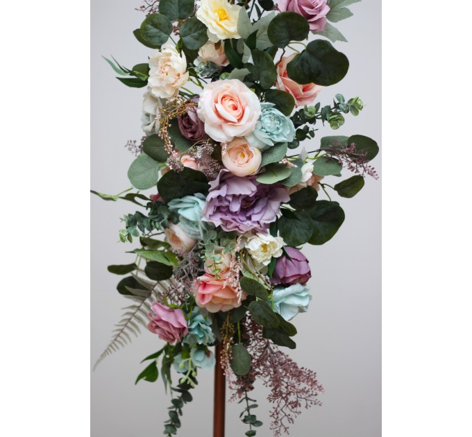  Flower arch arrangement in pink turquoise yellow colors.  Arbor flowers. Floral archway. Faux flowers for wedding arch. 5048