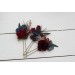  Set of  3  hair pins in burgundy navy blue color scheme. Hair accessories. Flower accessories for wedding.  5047