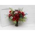 Wedding bouquet in red colors with berries. Bridal bouquet.  Faux bouquet. Bridesmaid bouquet. 5050