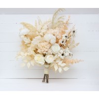 Wedding bouquets in champagne ivory cream colors. Bridal bouquet. Faux bouquet. Bridesmaid bouquet. 5206