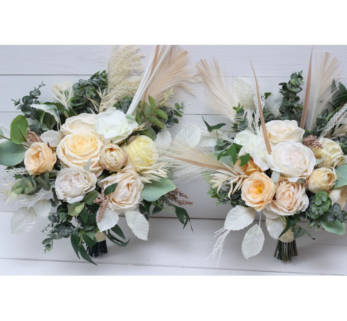 Wedding Bouquets in Cream, Ivory & Champagne | Faux Bridal & Bridesmaid Bouquets