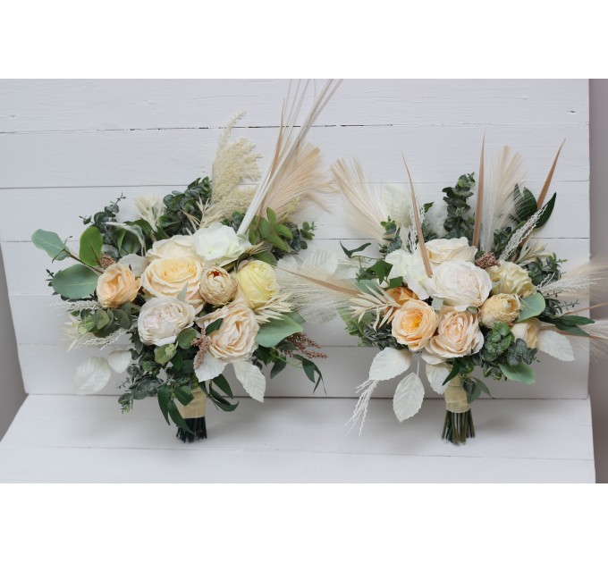 Wedding Bouquets in Cream, Ivory & Champagne | Faux Bridal & Bridesmaid Bouquets