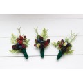  Wedding boutonnieres and wrist corsage  with berries. Flower accessories. 5050