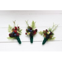 Wedding boutonnieres and wrist corsage  with berries. Flower accessories. 5050
