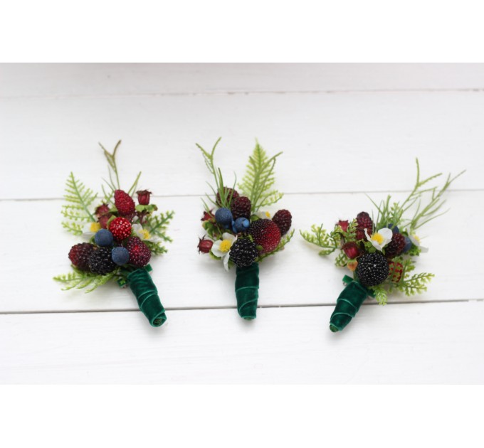  Wedding boutonnieres and wrist corsage  with berries. Flower accessories. 5050