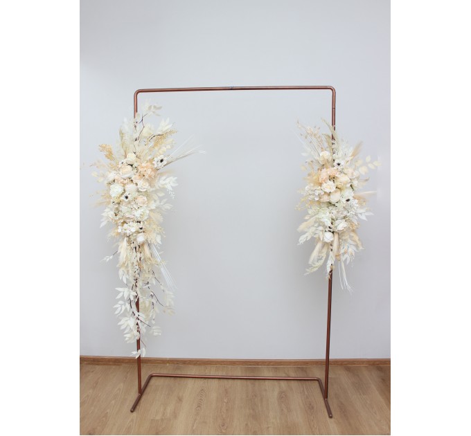 Flower Arch Arrangement in Champagne, Ivory & Cream | Faux Floral Archway for Wedding