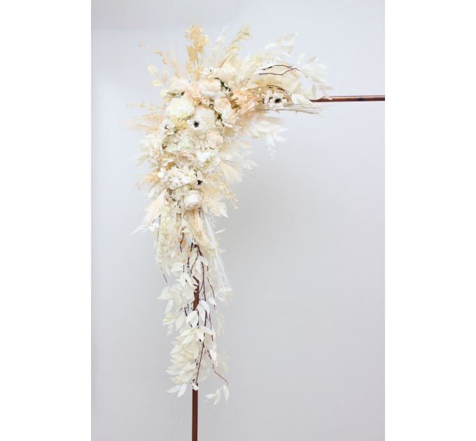 Flower Arch Arrangement in Champagne, Ivory & Cream | Faux Floral Archway for Wedding