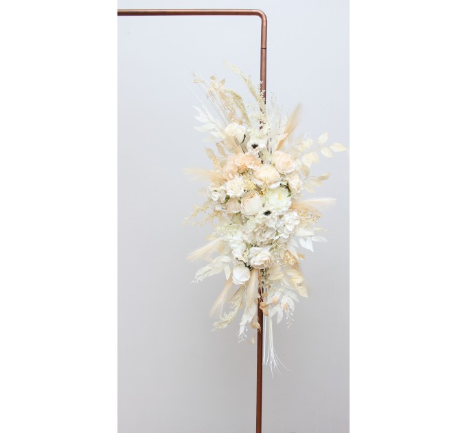 Flower Arch Arrangement in Champagne, Ivory & Cream | Faux Floral Archway for Wedding