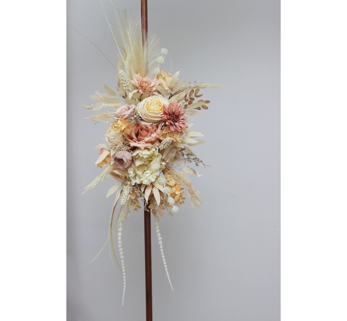  Flower arch arrangement in ivory cream sand  colors.  Arbor flowers. Floral archway. Faux flowers for wedding arch. 5049-3