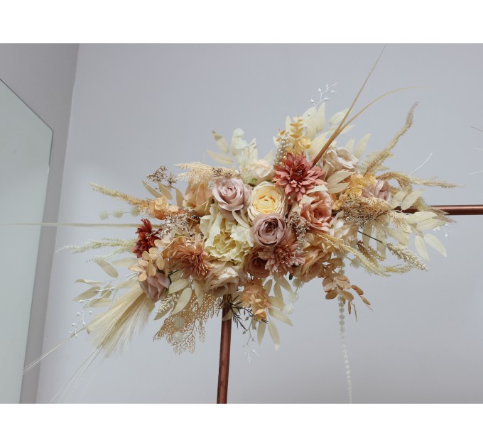  Flower arch arrangement in ivory cream sand  colors.  Arbor flowers. Floral archway. Faux flowers for wedding arch. 5049-3