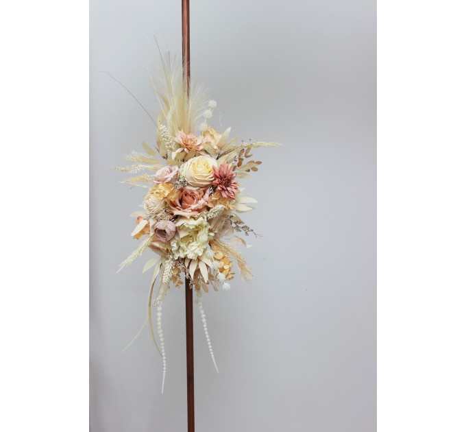  Flower arch arrangement in ivory cream sand  colors.  Arbor flowers. Floral archway. Faux flowers for wedding arch. 5049-3