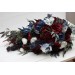Wedding bouquet in burgundy white navy blue colors. Bridal bouquet. Cascading bouquet. Faux bouquet. Bridesmaid bouquet. 5051