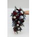 Wedding bouquet in burgundy white navy blue colors. Bridal bouquet. Cascading bouquet. Faux bouquet. Bridesmaid bouquet. 5051