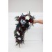 Wedding bouquet in burgundy white navy blue colors. Bridal bouquet. Cascading bouquet. Faux bouquet. Bridesmaid bouquet. 5051