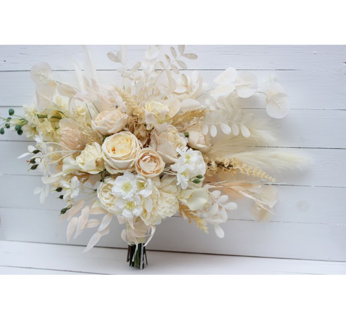 Wedding Bouquets in Champagne, Ivory & Cream | Faux Bridal & Bridesmaid Bouquets