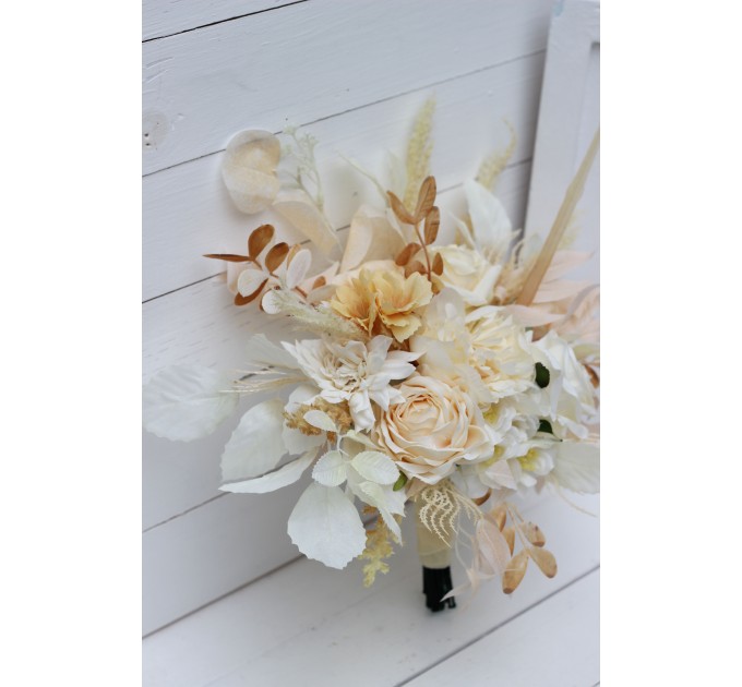 Wedding Bouquets in Champagne, Ivory & Cream | Faux Bridal & Bridesmaid Bouquets
