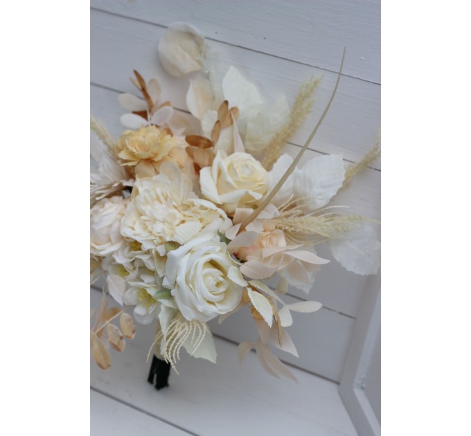 Wedding Bouquets in Champagne, Ivory & Cream | Faux Bridal & Bridesmaid Bouquets