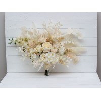 Wedding bouquets in champagne ivory cream colors. Bridal bouquet. Faux bouquet. Bridesmaid bouquet. 5049-2