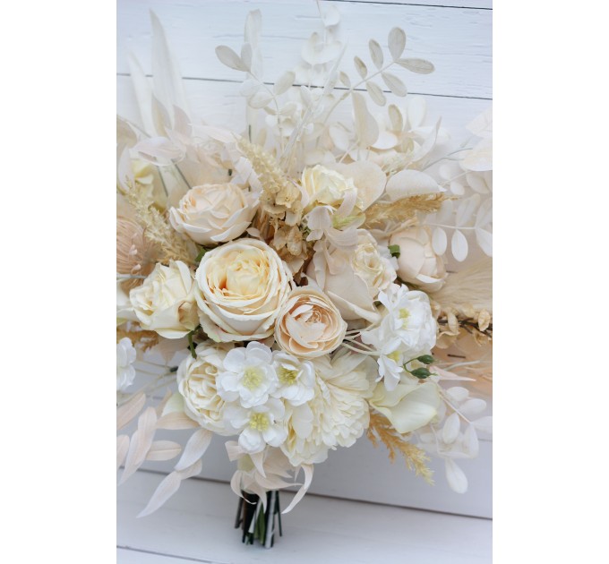 Wedding Bouquets in Champagne, Ivory & Cream | Faux Bridal & Bridesmaid Bouquets