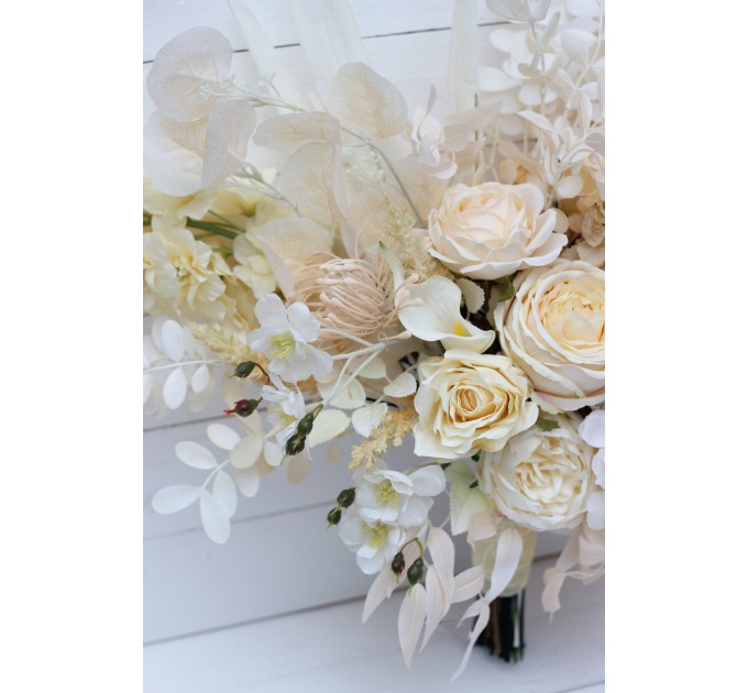 Wedding Bouquets in Champagne, Ivory & Cream | Faux Bridal & Bridesmaid Bouquets