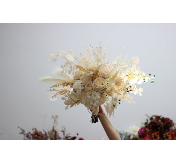 Wedding Bouquets in Champagne, Ivory & Cream | Faux Bridal & Bridesmaid Bouquets