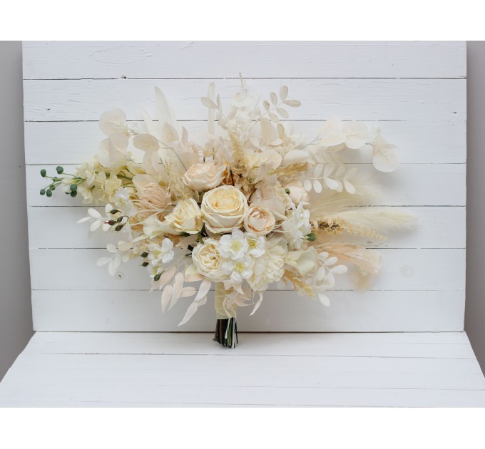 Wedding Bouquets in Champagne, Ivory & Cream | Faux Bridal & Bridesmaid Bouquets