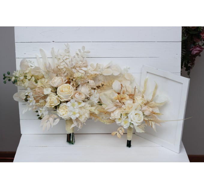 Wedding Bouquets in Champagne, Ivory & Cream | Faux Bridal & Bridesmaid Bouquets