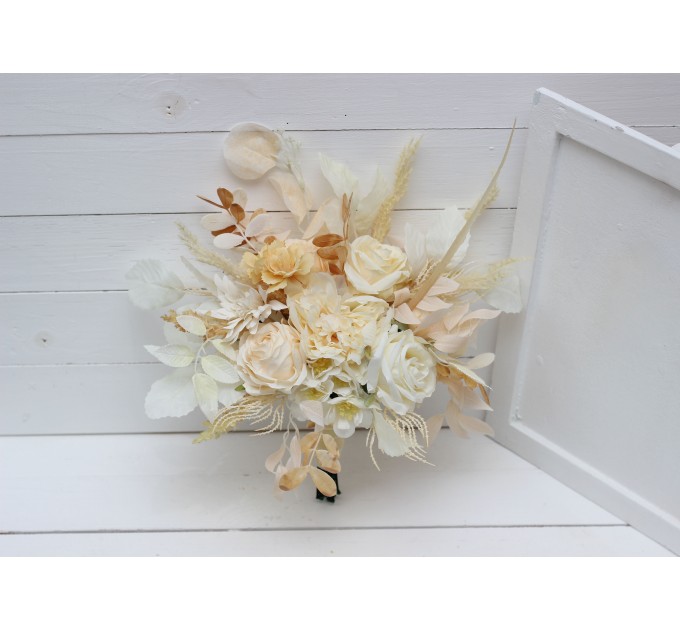 Wedding Bouquets in Champagne, Ivory & Cream | Faux Bridal & Bridesmaid Bouquets