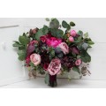 Wedding bouquets in purple and magenta colors. Bridal bouquet. Faux bouquet. Bridesmaid bouquet. 5053