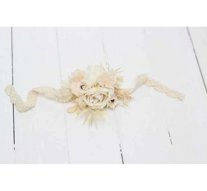 Wedding Boutonnieres & Wrist Corsage in Champagne, Ivory & Cream | Faux Flower Accessories