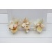  Wedding boutonnieres and wrist corsage  in champagne ivory cream color scheme. Flower accessories. 5049-2