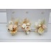  Wedding boutonnieres and wrist corsage  in champagne ivory cream color scheme. Flower accessories. 5049-2