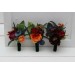  Wedding boutonnieres and wrist corsage  in emerald green orange purple color scheme. Flower accessories. 5052