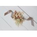 Wedding boutonnieres and wrist corsage  in ivory cream sand  color scheme. Flower accessories. 5049-3