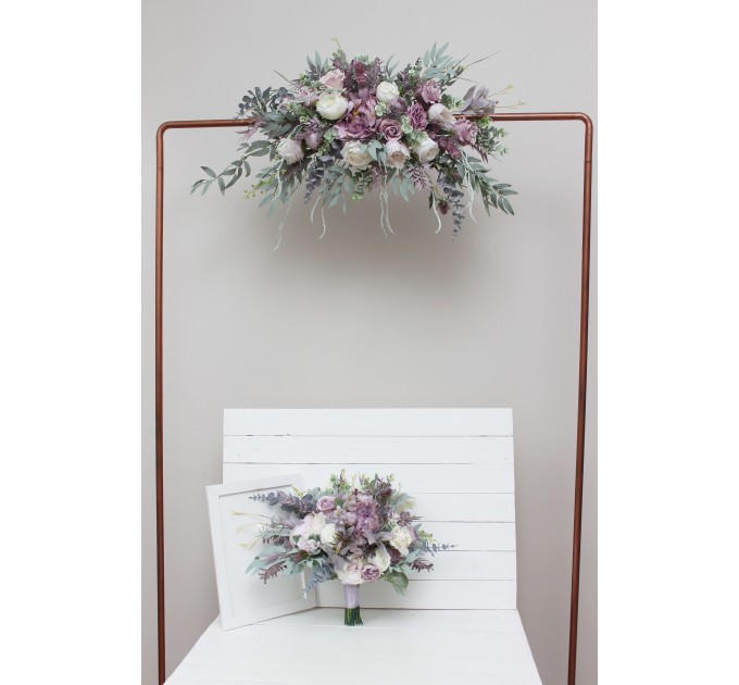 Flower Arch Arrangement in Lilac & White | Faux Floral Archway for Wedding