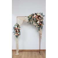  Flower arch arrangement in orange rust cinnamon peach colors.  Arbor flowers. Floral archway. Faux flowers for wedding arch. 5058