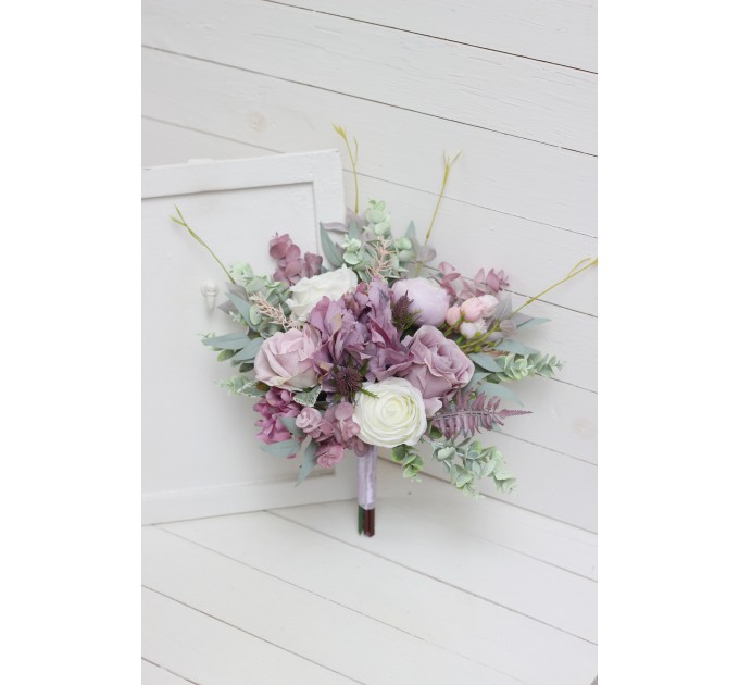 Wedding bouquets in lilac mauve colors. Bridal bouquet. Faux bouquet. Bridesmaid bouquet. 5059