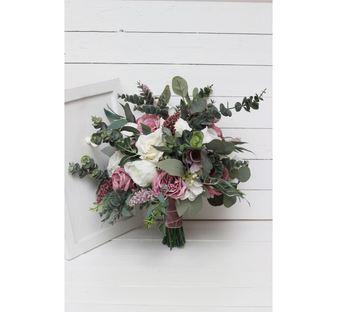 Wedding bouquets in lilac white mauve colors. Bridal bouquet. Faux bouquet. Bridesmaid bouquet. 5059-2