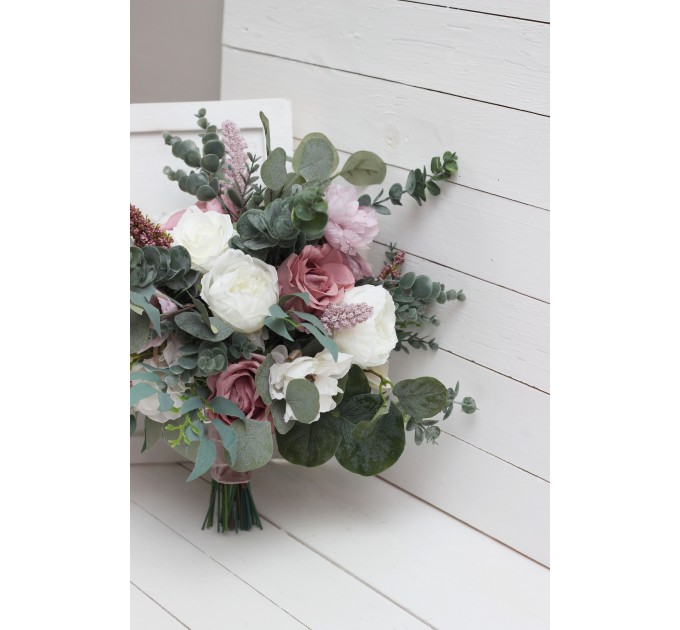 Wedding bouquets in lilac white mauve colors. Bridal bouquet. Faux bouquet. Bridesmaid bouquet. 5059-2