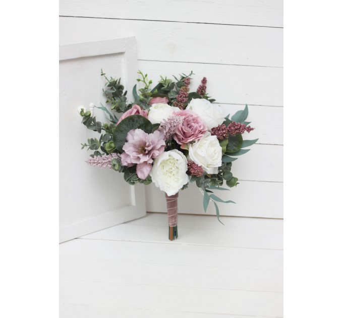 Wedding bouquets in lilac white mauve colors. Bridal bouquet. Faux bouquet. Bridesmaid bouquet. 5059-2