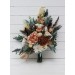 Wedding bouquets in orange rust cinnamon peach colors. Bridal bouquet. Faux bouquet. Bridesmaid bouquet. 5058